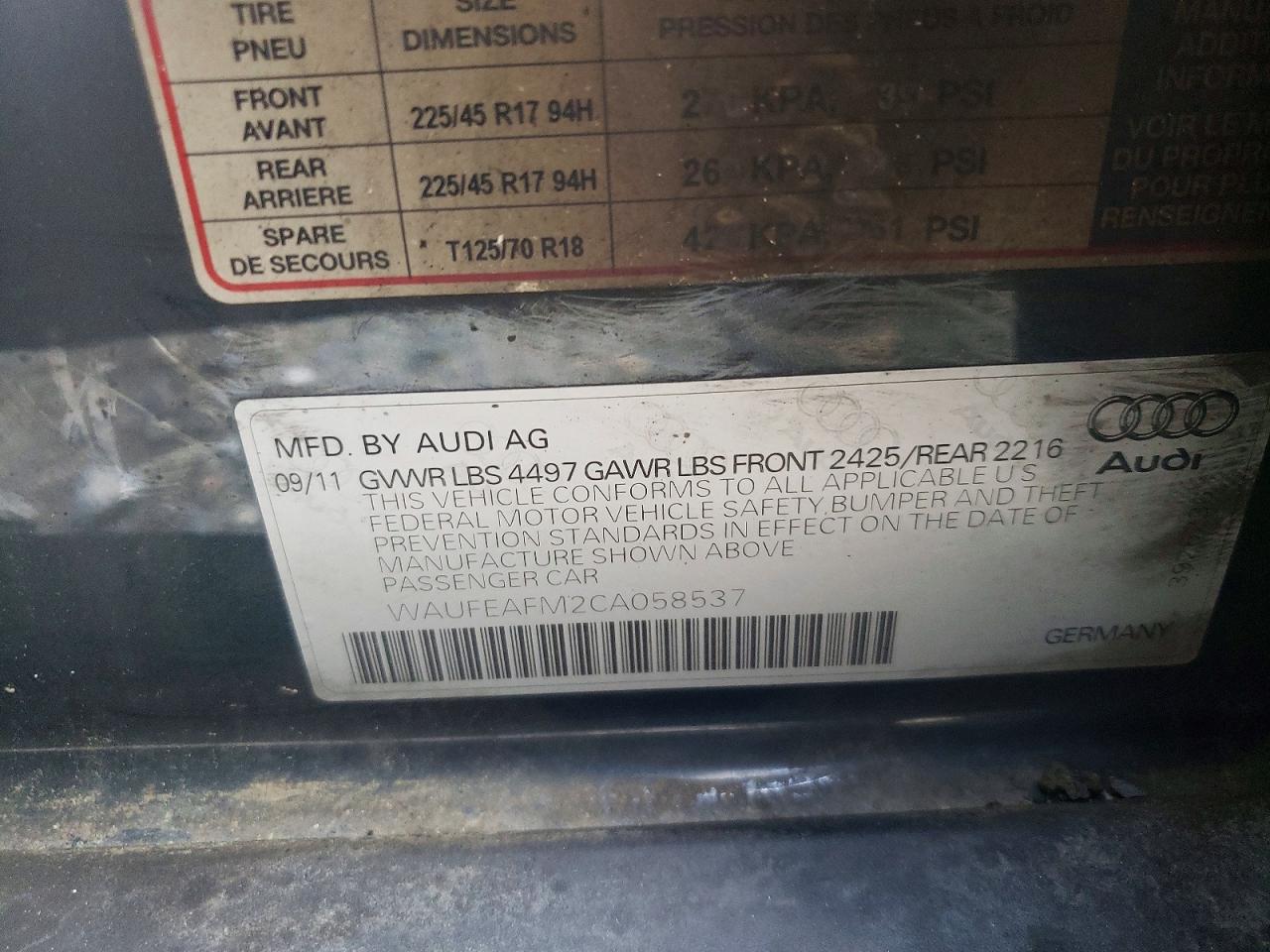 2012 Audi A3 Premium Gray vin: WAUFEAFM2CA058537