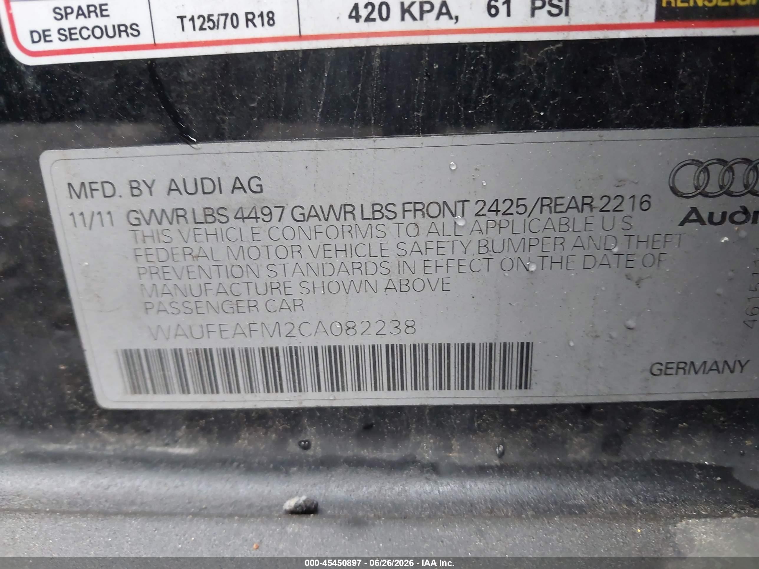 2012 Audi A3 2.0t Premium Black vin: WAUFEAFM2CA082238
