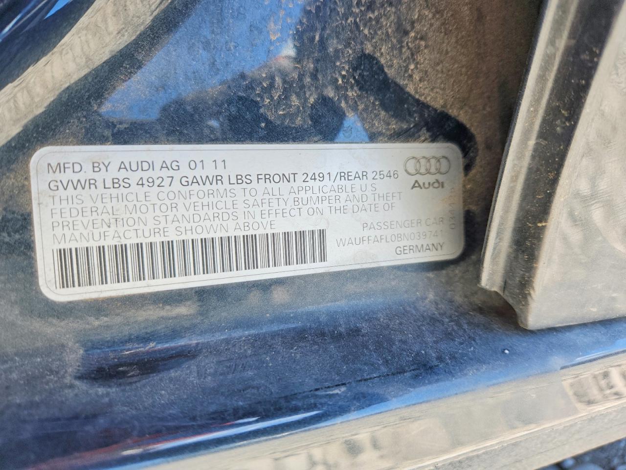 2011 Audi A4 Premium Plus Gray vin: WAUFFAFL0BN039741