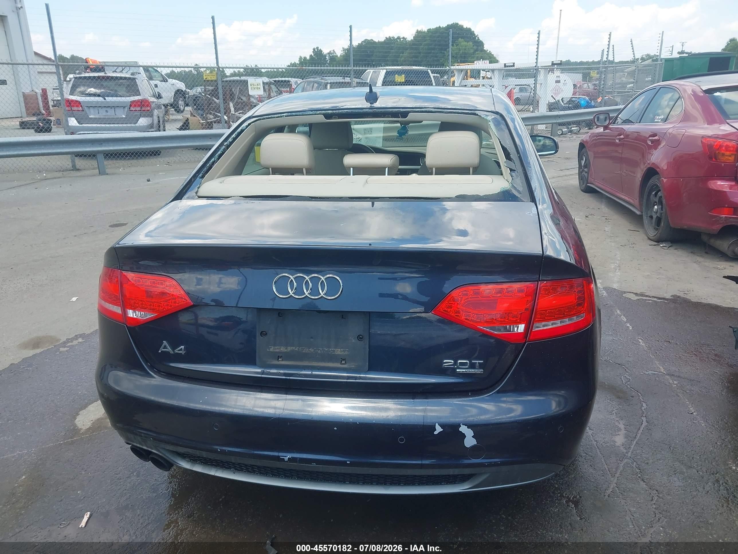 2012 Audi A4 2.0t Premium Plus Dark Blue vin: WAUFFAFL0CA119629