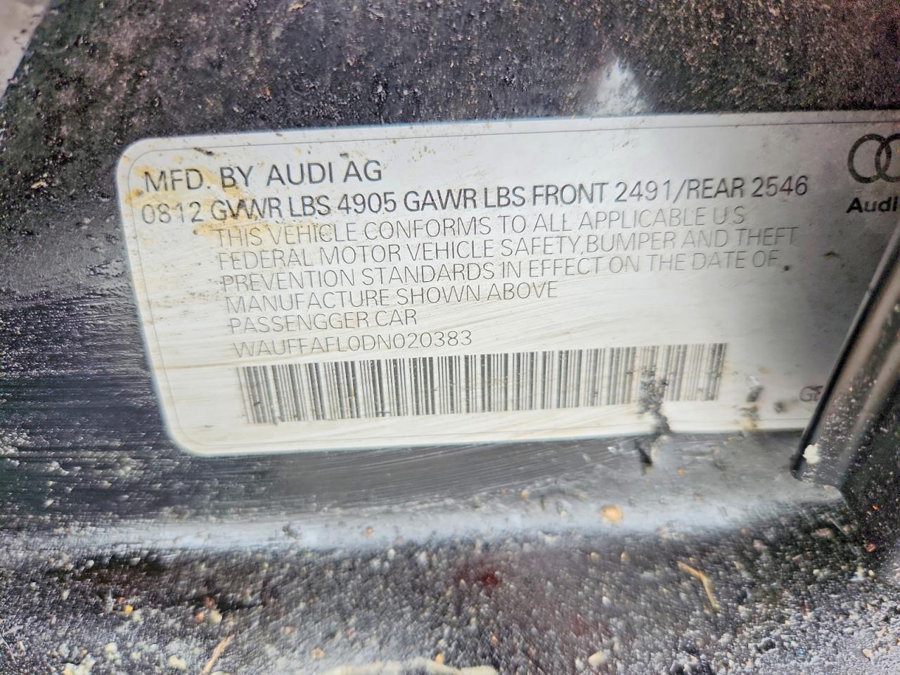 2013 Audi A4 2.0t Черный vin: WAUFFAFL0DN020383