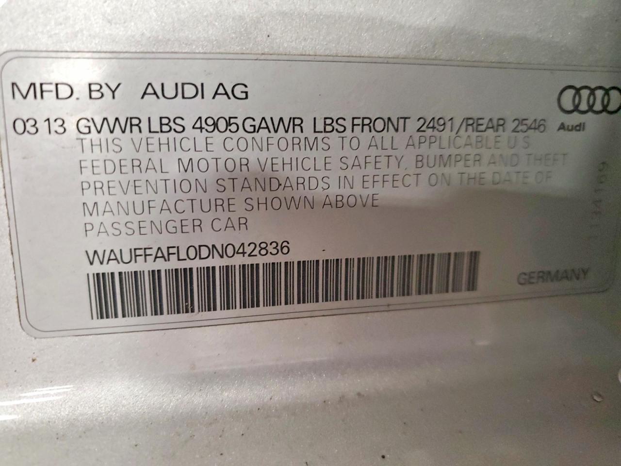 2013 Audi A4 Premium Plus Silver vin: WAUFFAFL0DN042836
