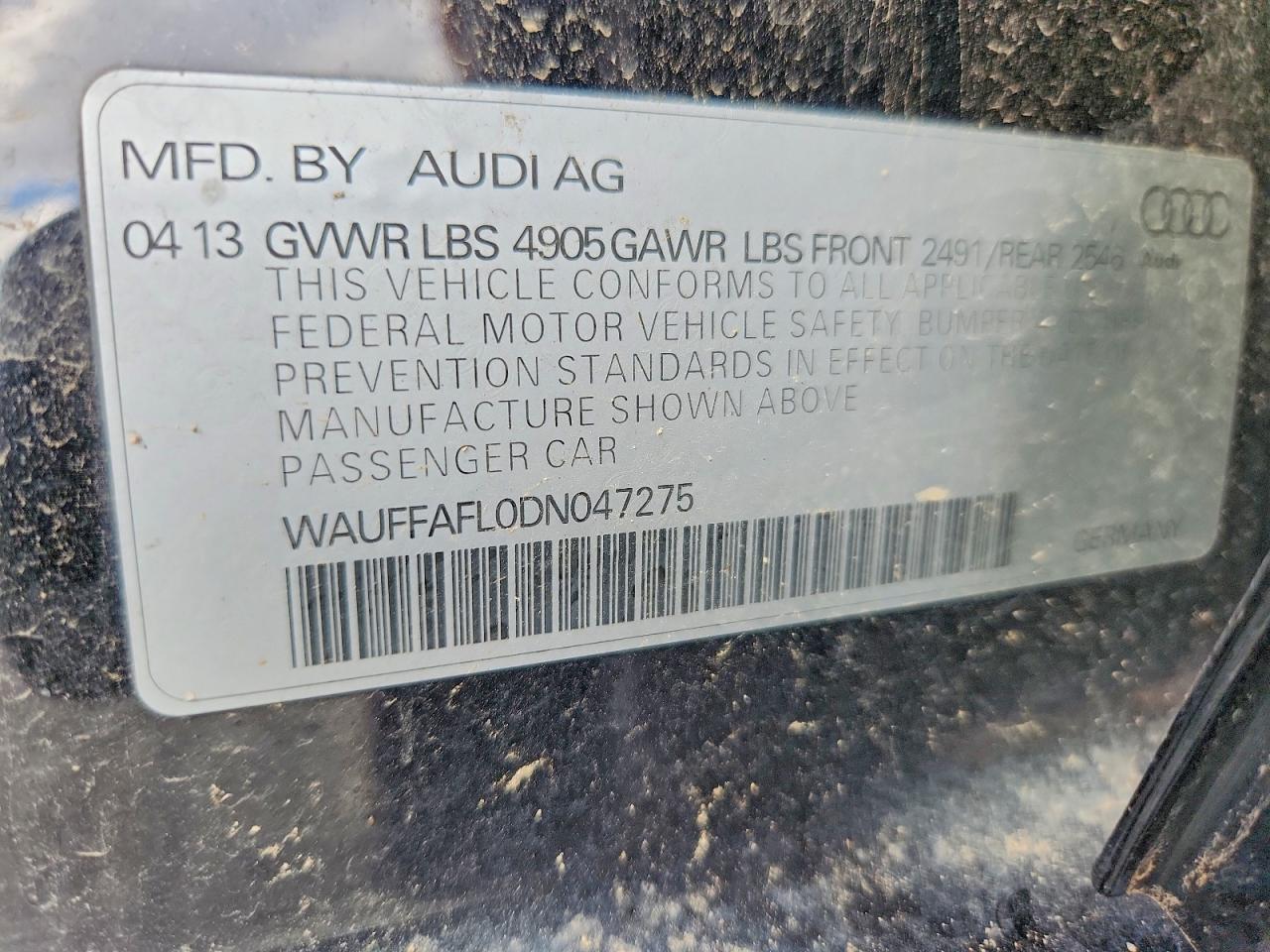 2013 Audi A4 Premium Plus Black vin: WAUFFAFL0DN047275