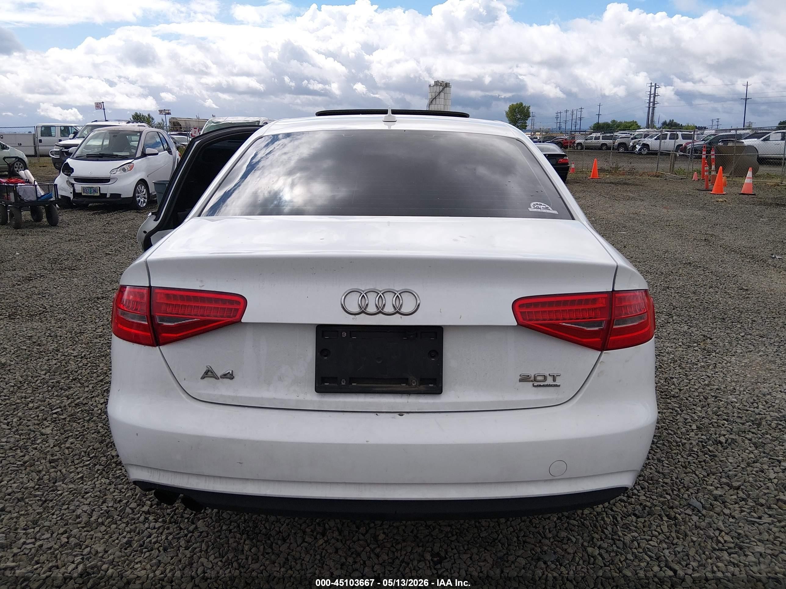 2013 Audi A4 2.0t Premium White vin: WAUFFAFL0DN050340