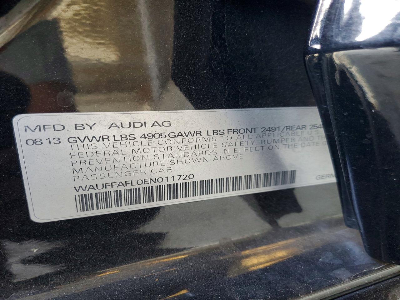 2014 Audi A4 Premium Plus Black vin: WAUFFAFL0EN011720