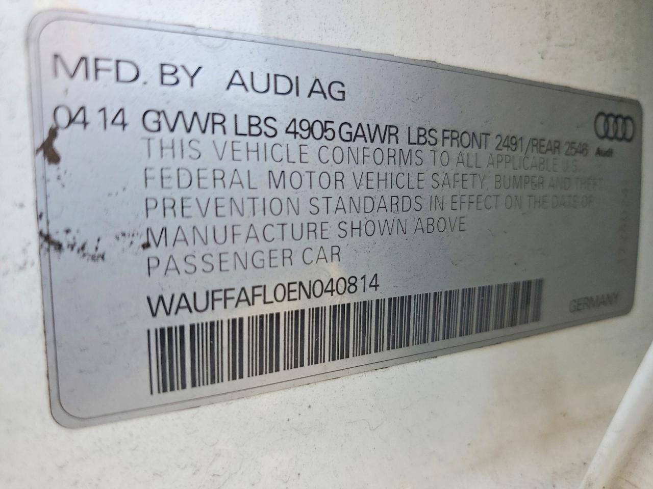 2014 Audi A4 Premium Plus White vin: WAUFFAFL0EN040814