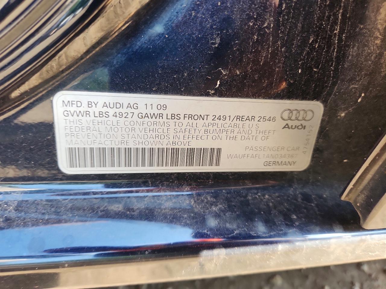 2010 Audi A4 Premium Plus Blue vin: WAUFFAFL1AN034367