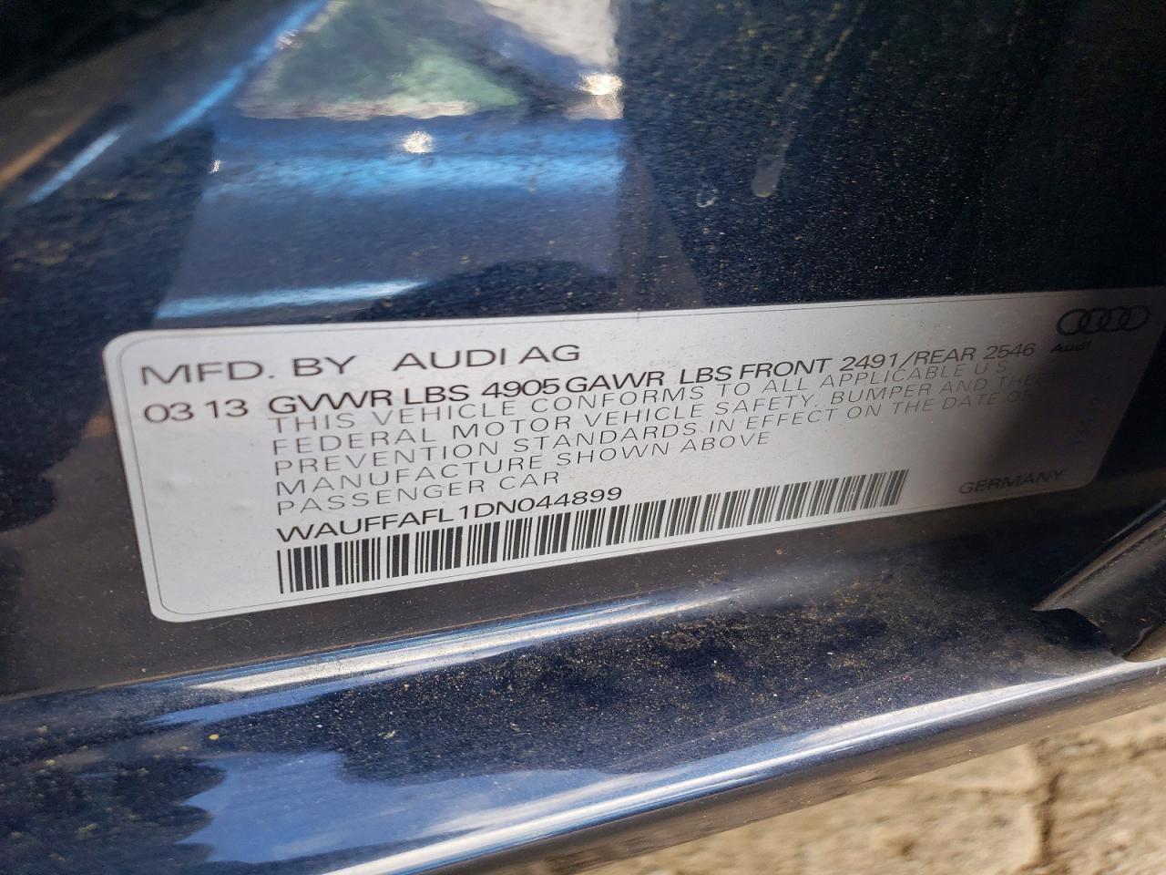 2013 Audi A4 Premium Plus Blue vin: WAUFFAFL1DN044899