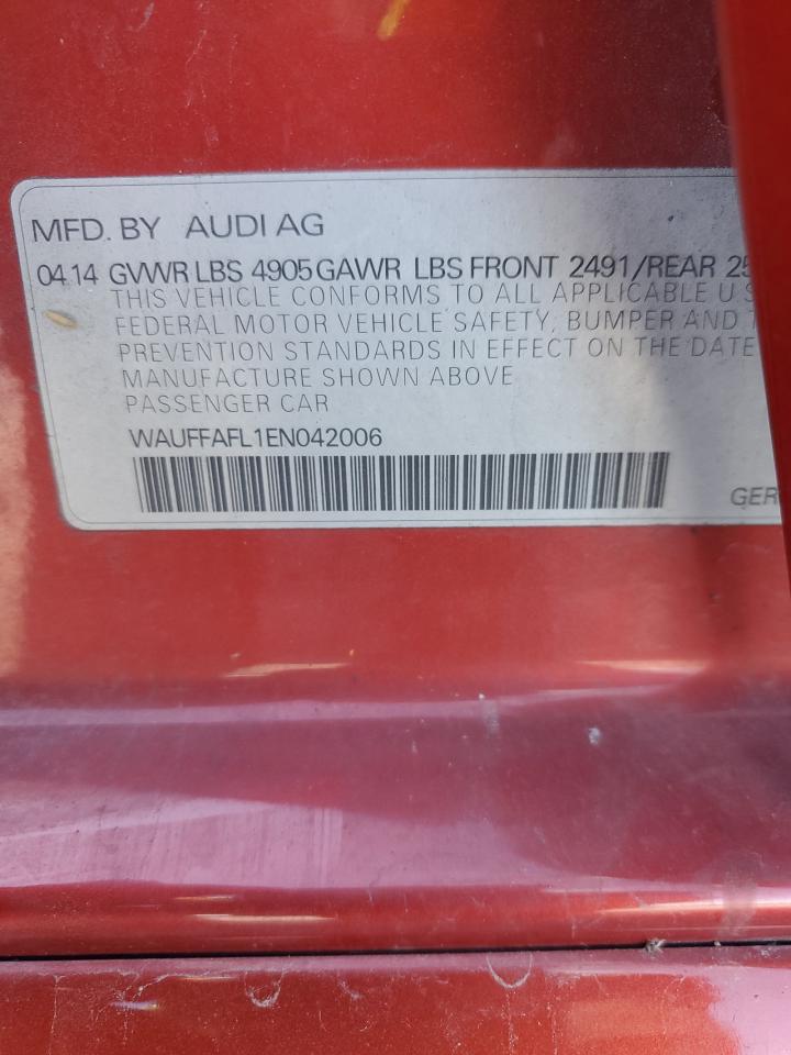 2014 Audi A4 Premium Plus Red vin: WAUFFAFL1EN042006