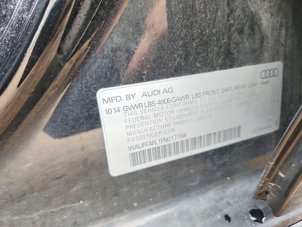 2015 Audi A4 Premium Plus Black vin: WAUFFAFL1FN017768