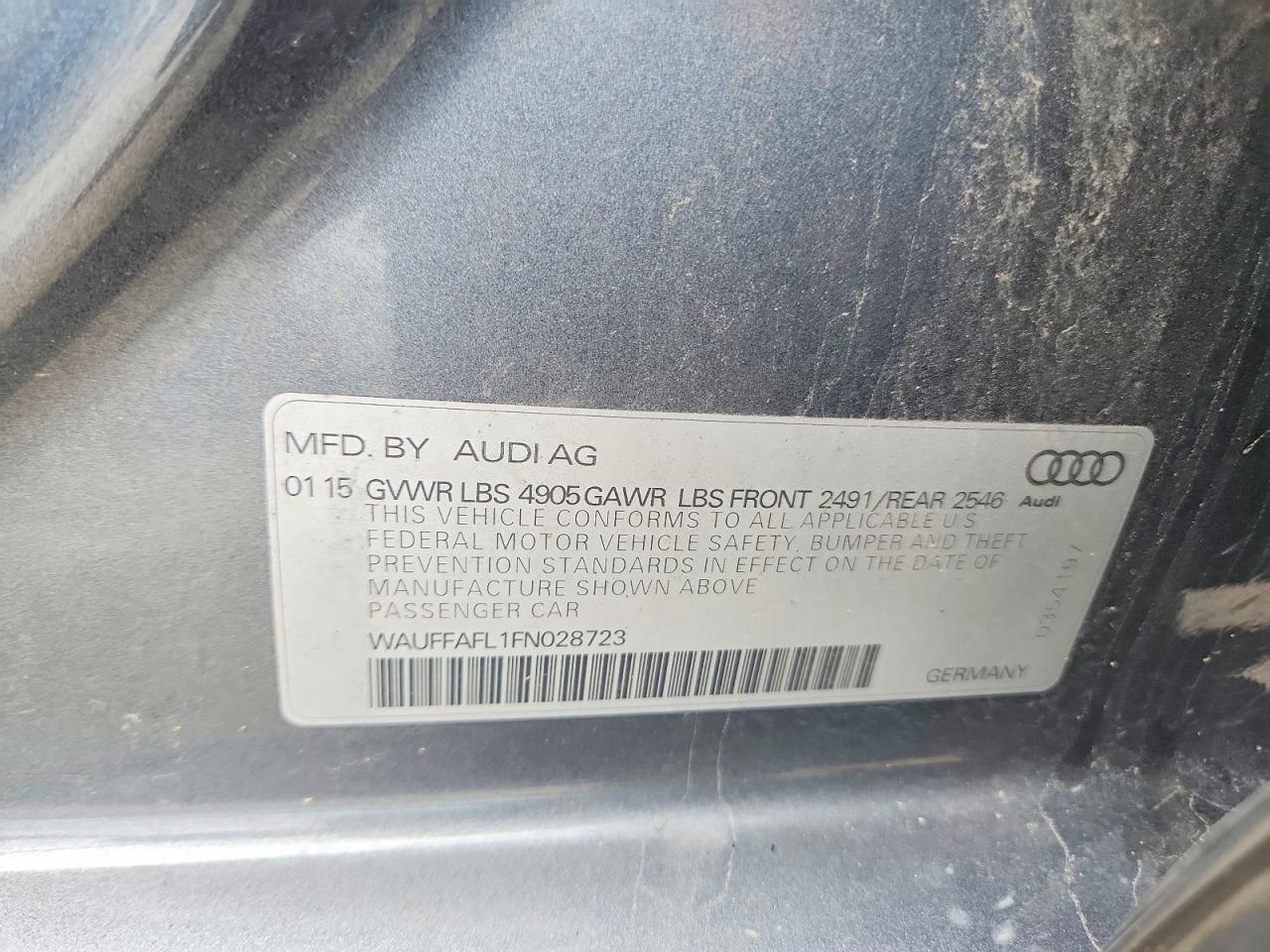 2015 Audi A4 Premium Plus Silver vin: WAUFFAFL1FN028723