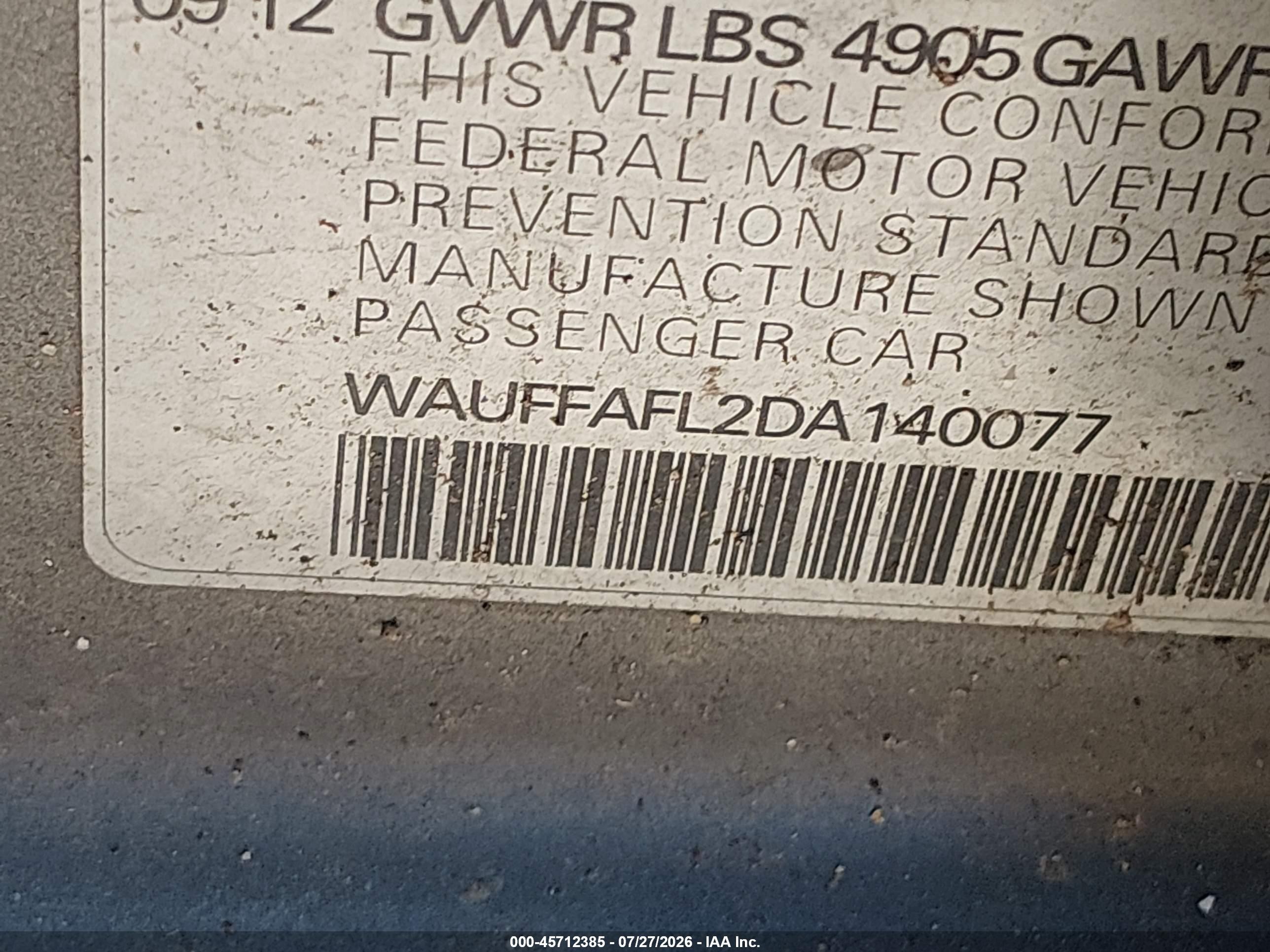 2013 Audi A4 2.0t Premium Gray vin: WAUFFAFL2DA140077