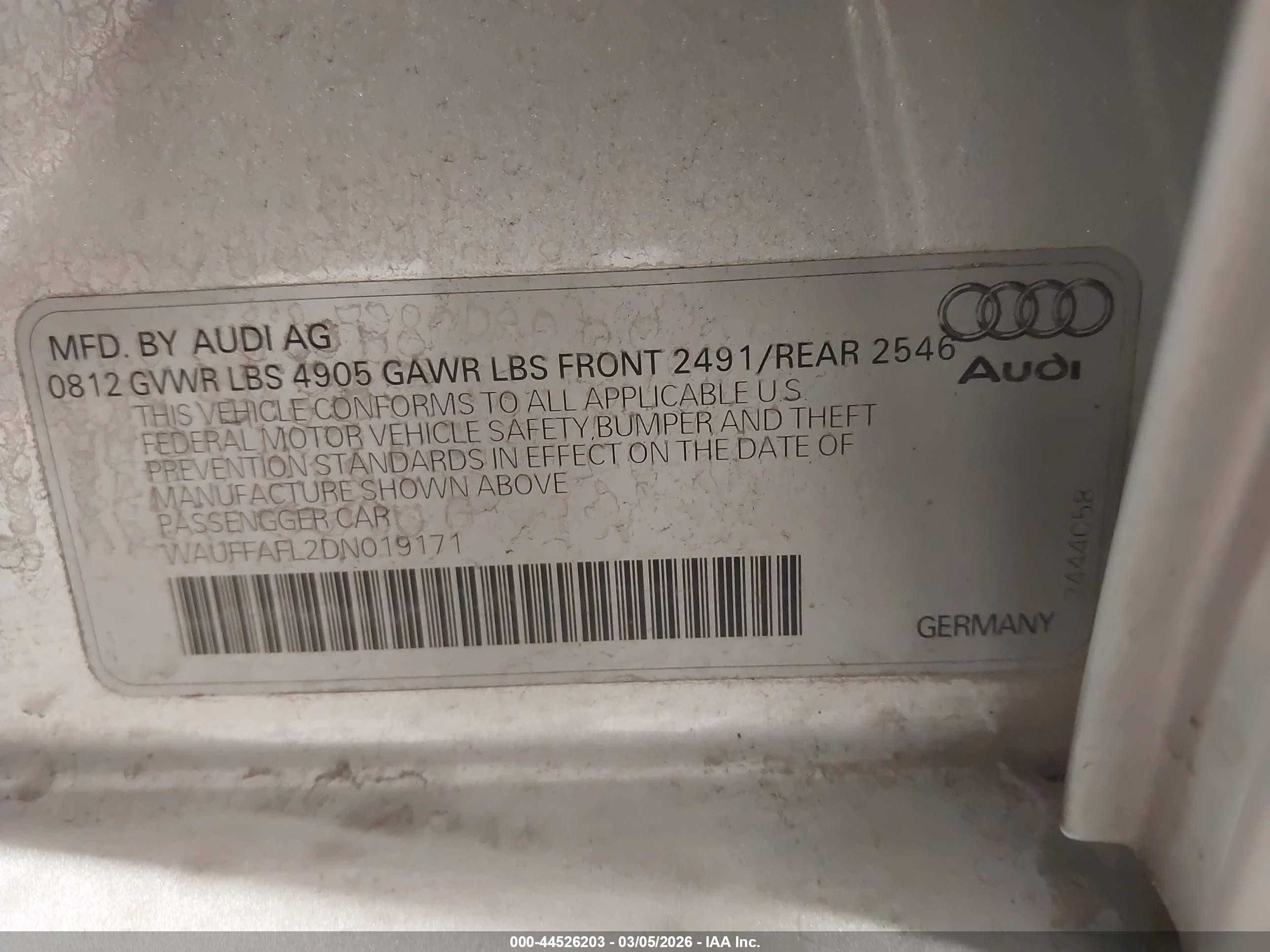 2013 Audi A4 2.0t Premium Silver vin: WAUFFAFL2DN019171