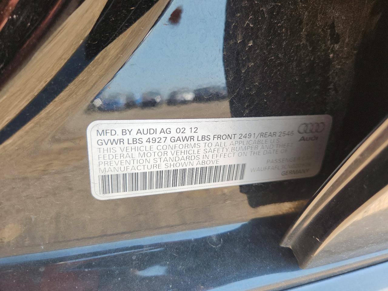 2012 Audi A4 Premium Plus Black vin: WAUFFAFL3CN020909