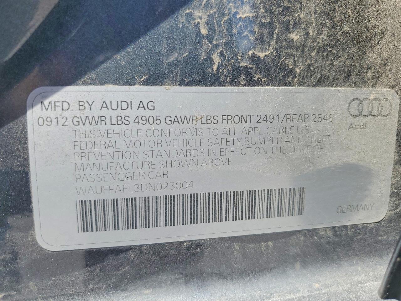 2013 Audi A4 Premium Plus Серый vin: WAUFFAFL3DN023004