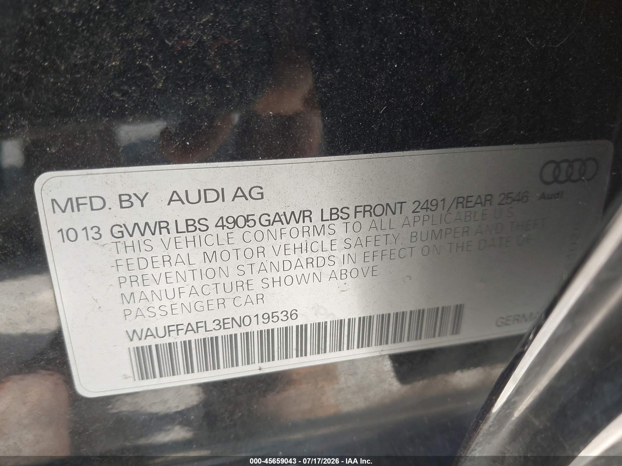 2014 Audi A4 2.0t Premium Черный vin: WAUFFAFL3EN019536
