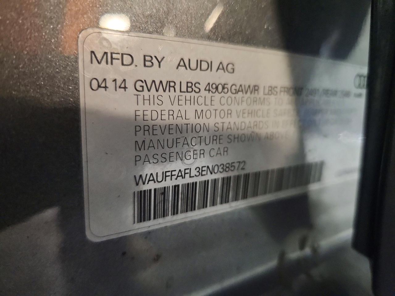 2014 Audi A4 Premium Plus Gray vin: WAUFFAFL3EN038572