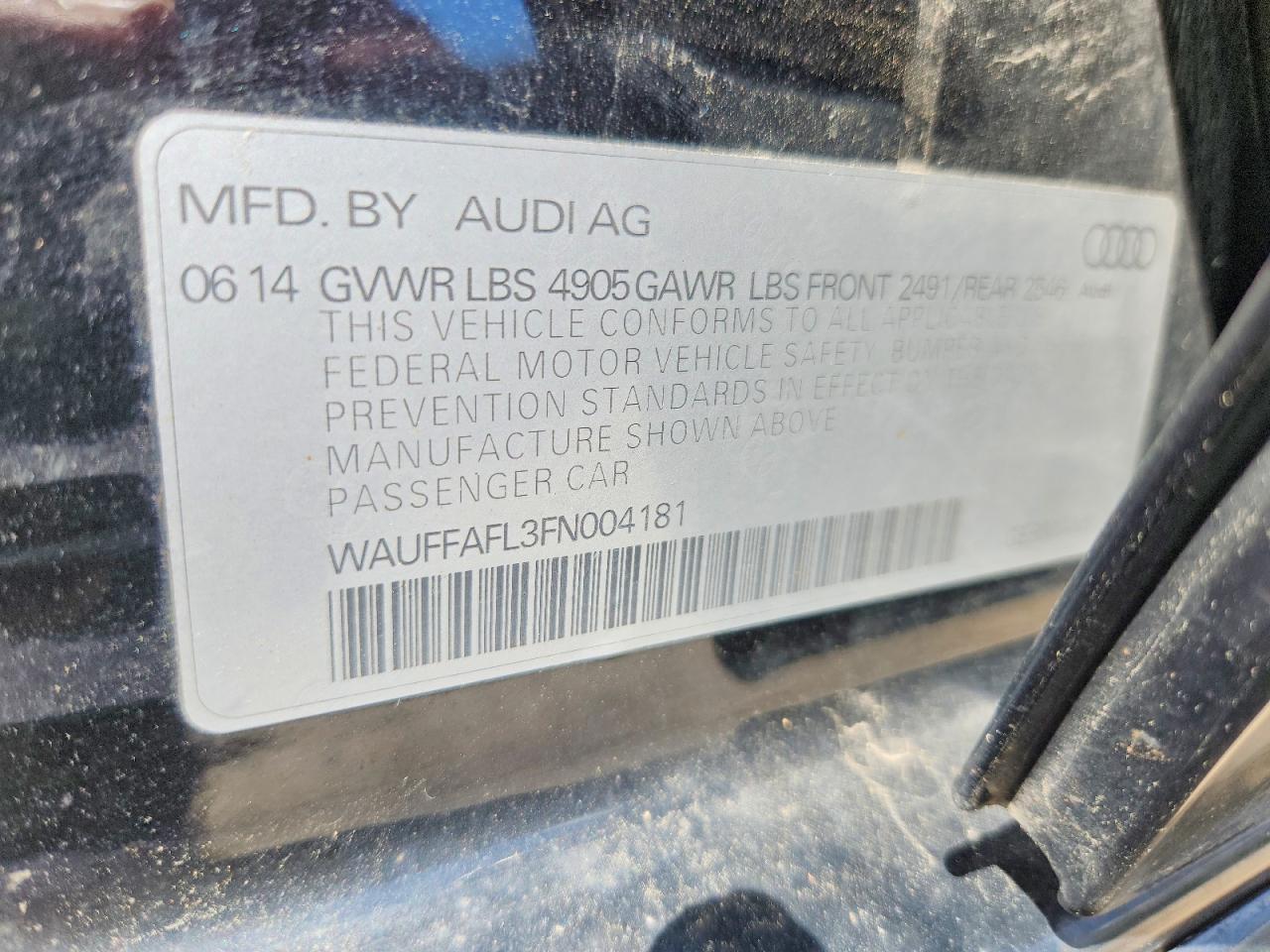 2015 Audi A4 Premium Plus Black vin: WAUFFAFL3FN004181