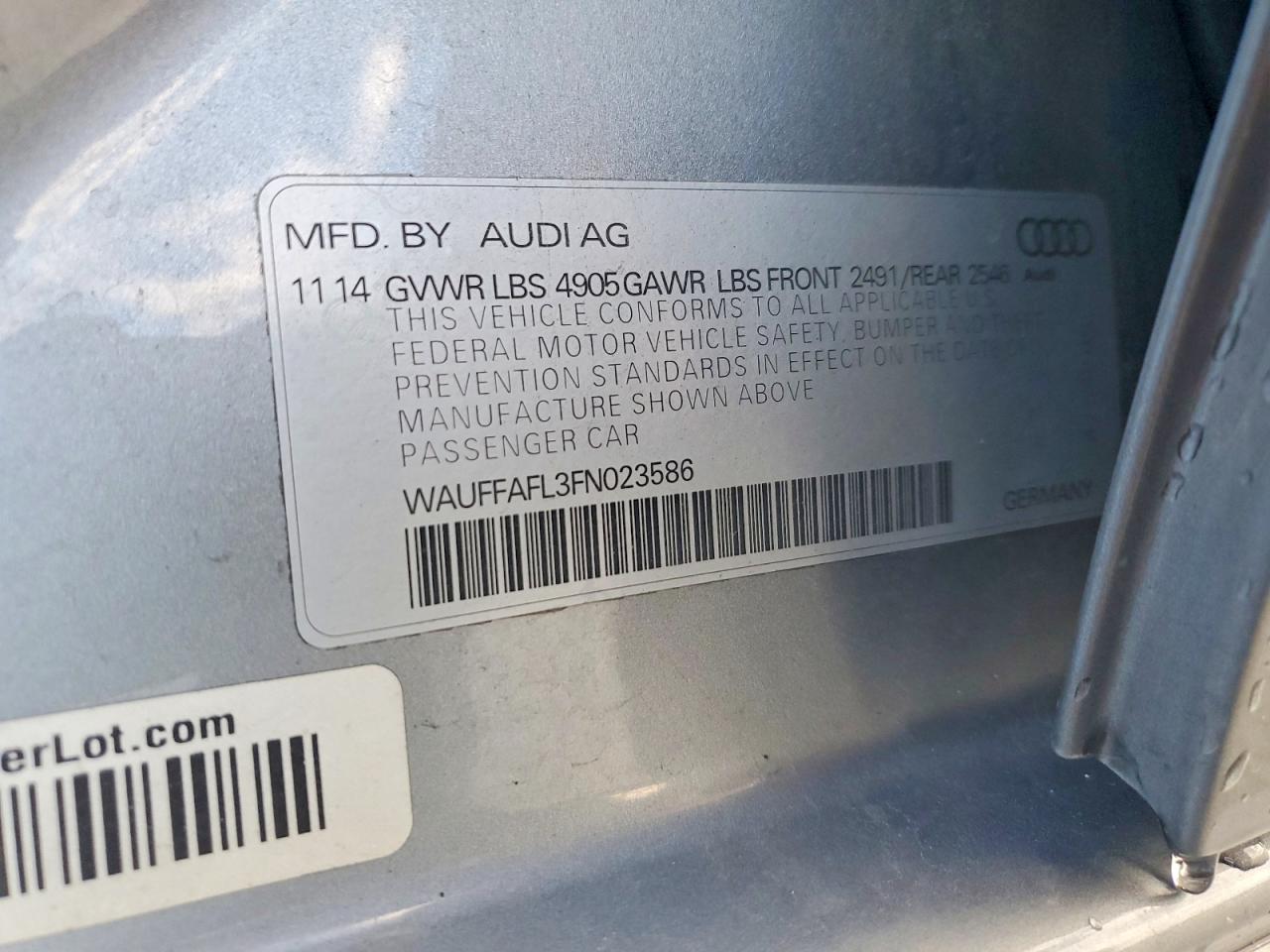 2015 Audi A4 Premium Plus Silver vin: WAUFFAFL3FN023586