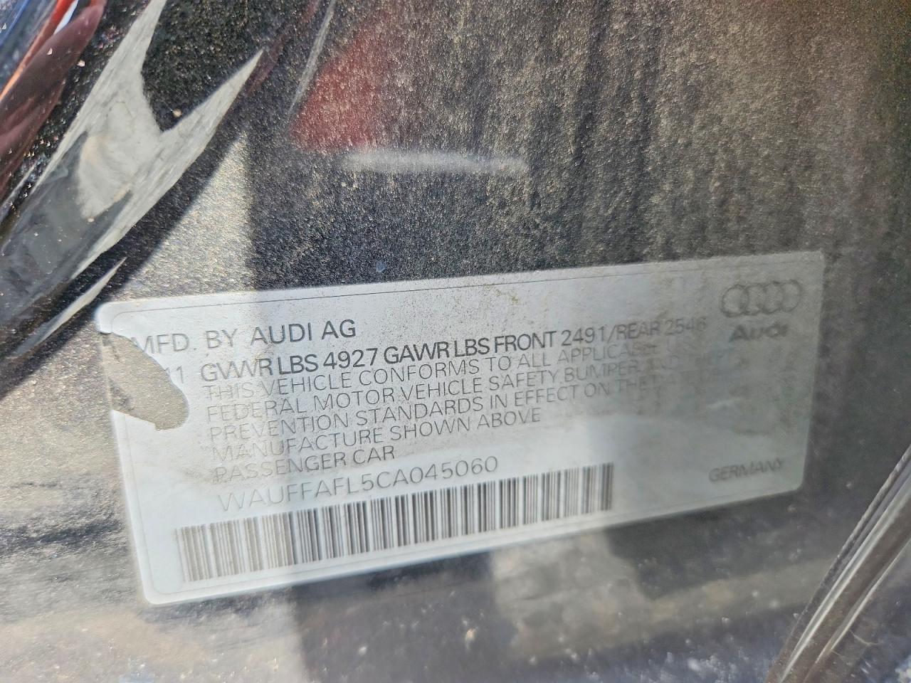 2012 Audi A4 Premium Plus Black vin: WAUFFAFL5CA045060