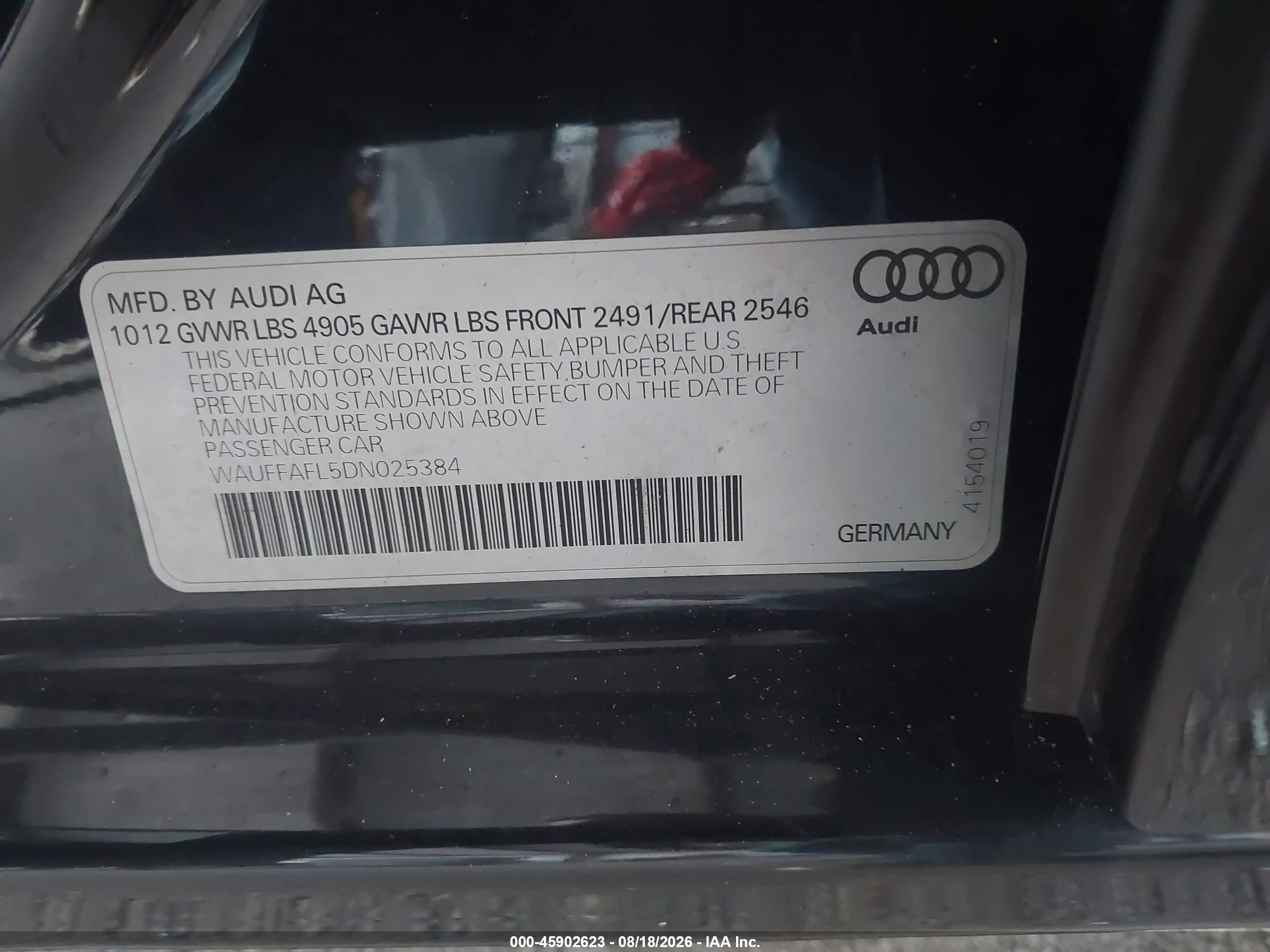 2013 Audi A4 2.0t Premium Black vin: WAUFFAFL5DN025384