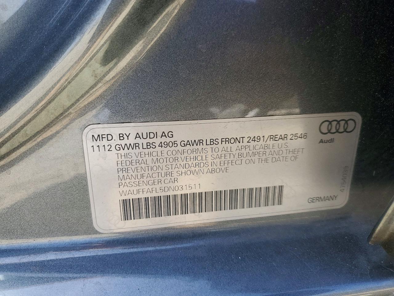 2013 Audi A4 Premium Plus Gray vin: WAUFFAFL5DN031511