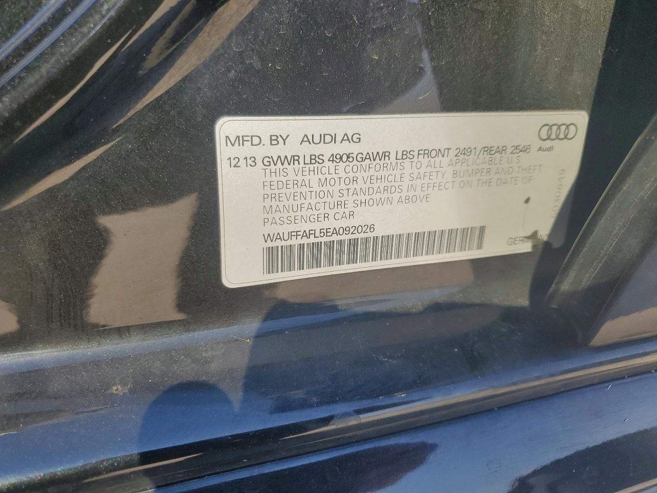 2014 Audi A4 Premium Plus Black vin: WAUFFAFL5EA092026