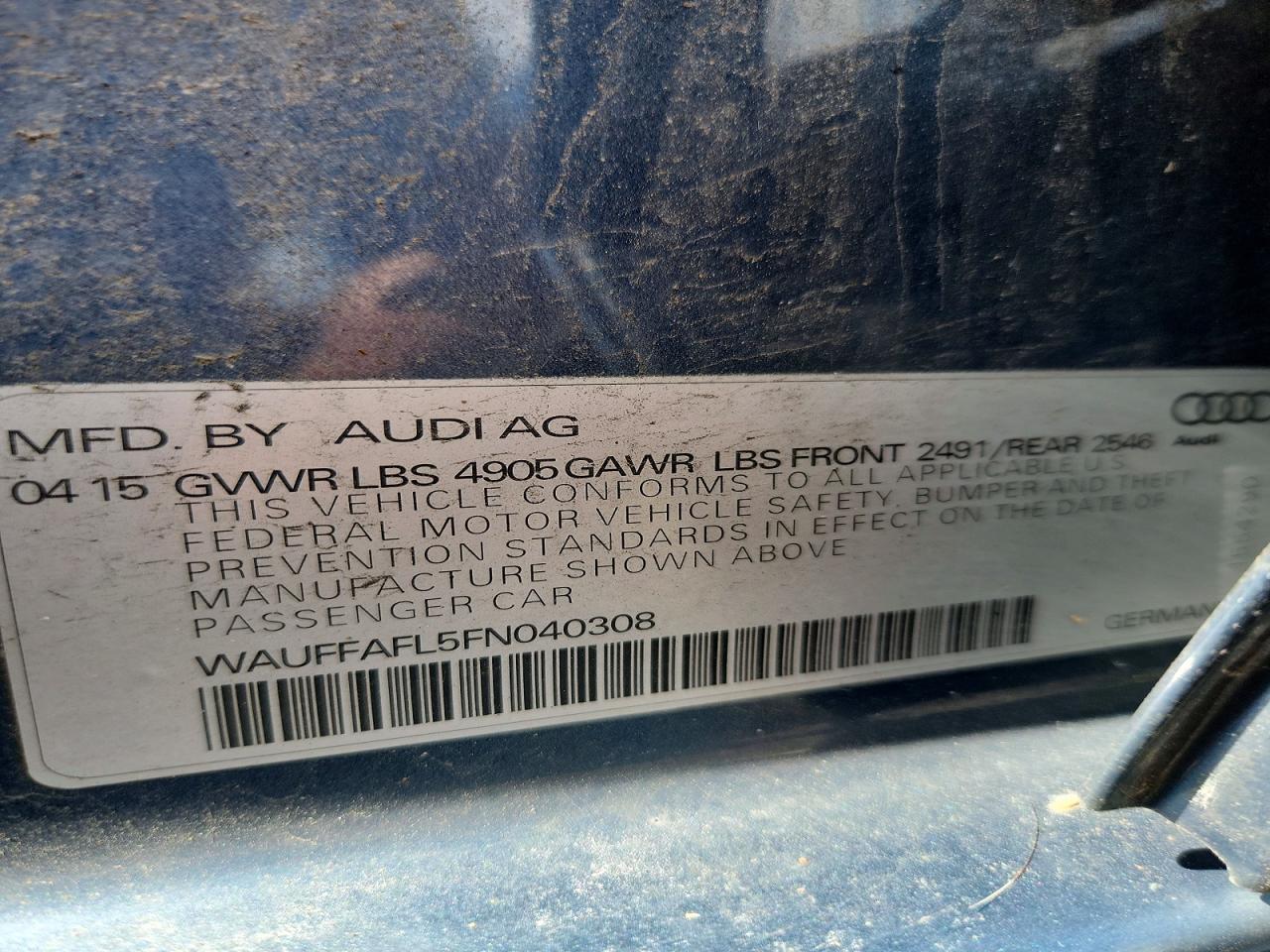 2015 Audi A4 Premium Plus Blue vin: WAUFFAFL5FN040308