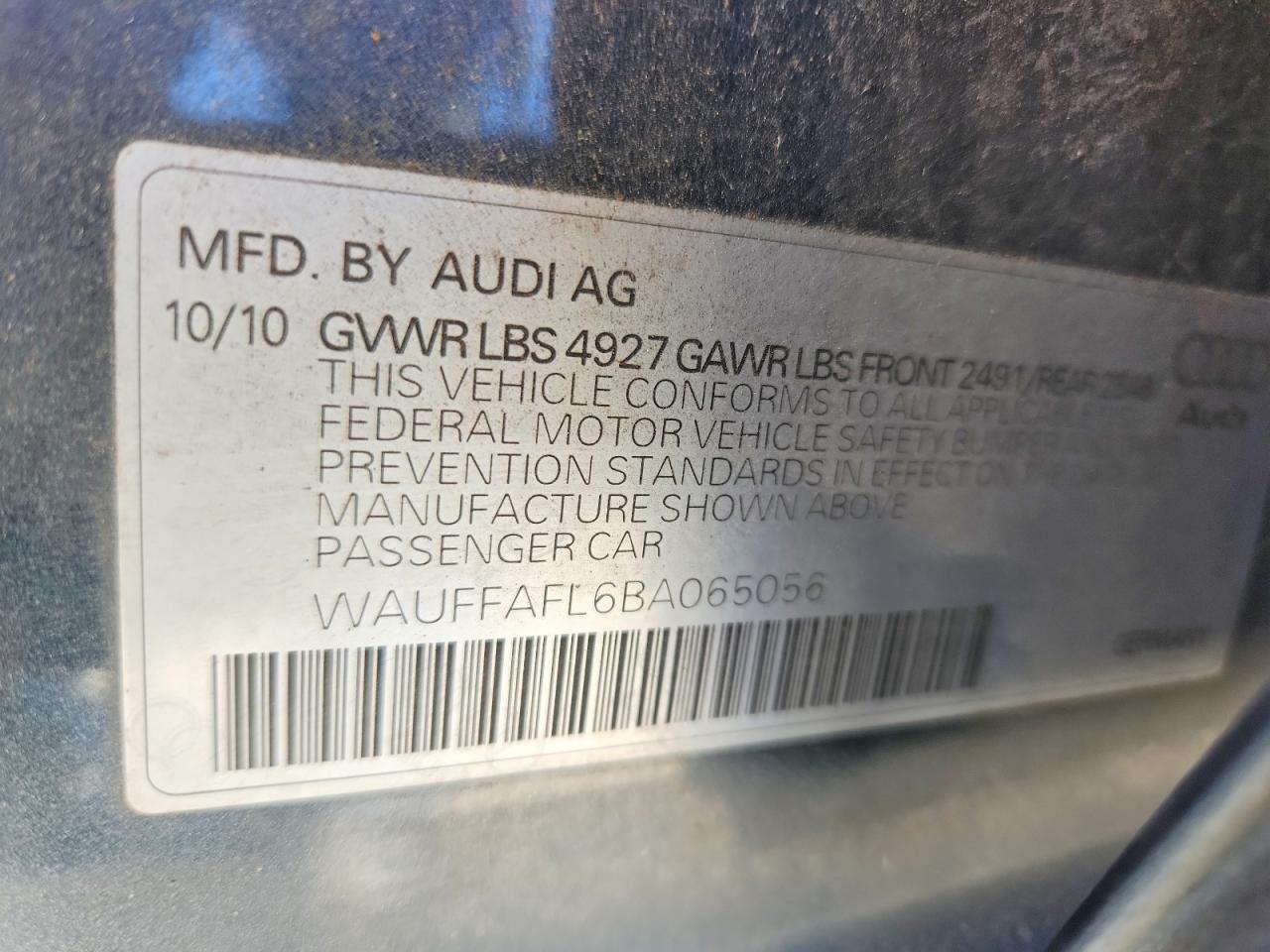 2011 Audi A4 Premium Plus Gray vin: WAUFFAFL6BA065056