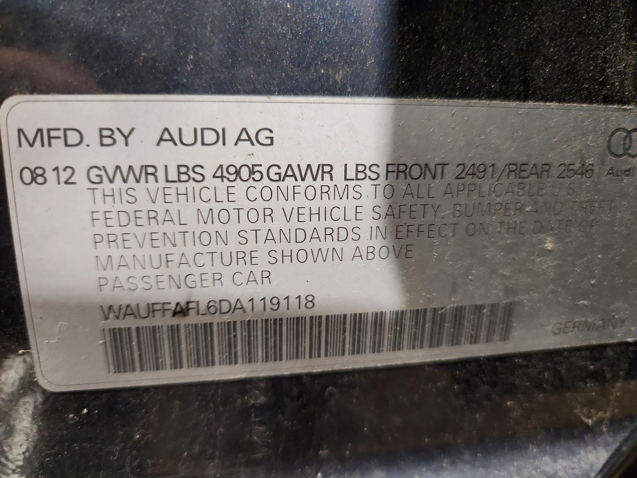 2013 Audi A4 Premium Plus Blue vin: WAUFFAFL6DA119118