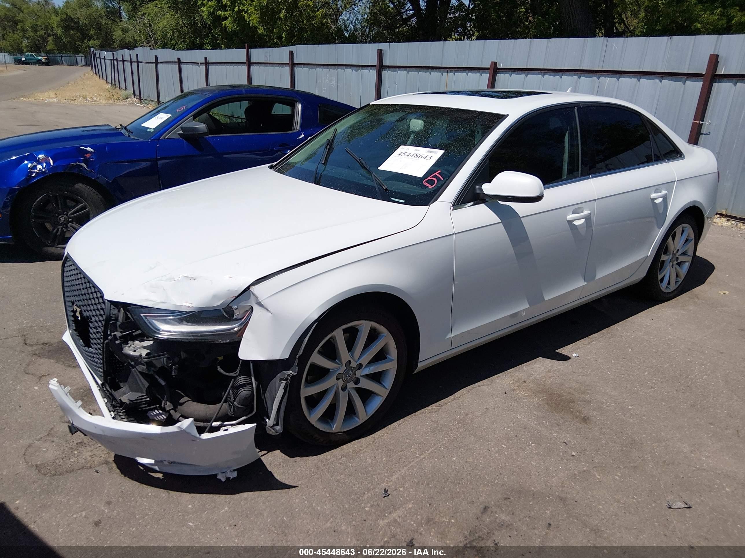 2013 Audi A4 2.0t Premium White vin: WAUFFAFL6DN009047