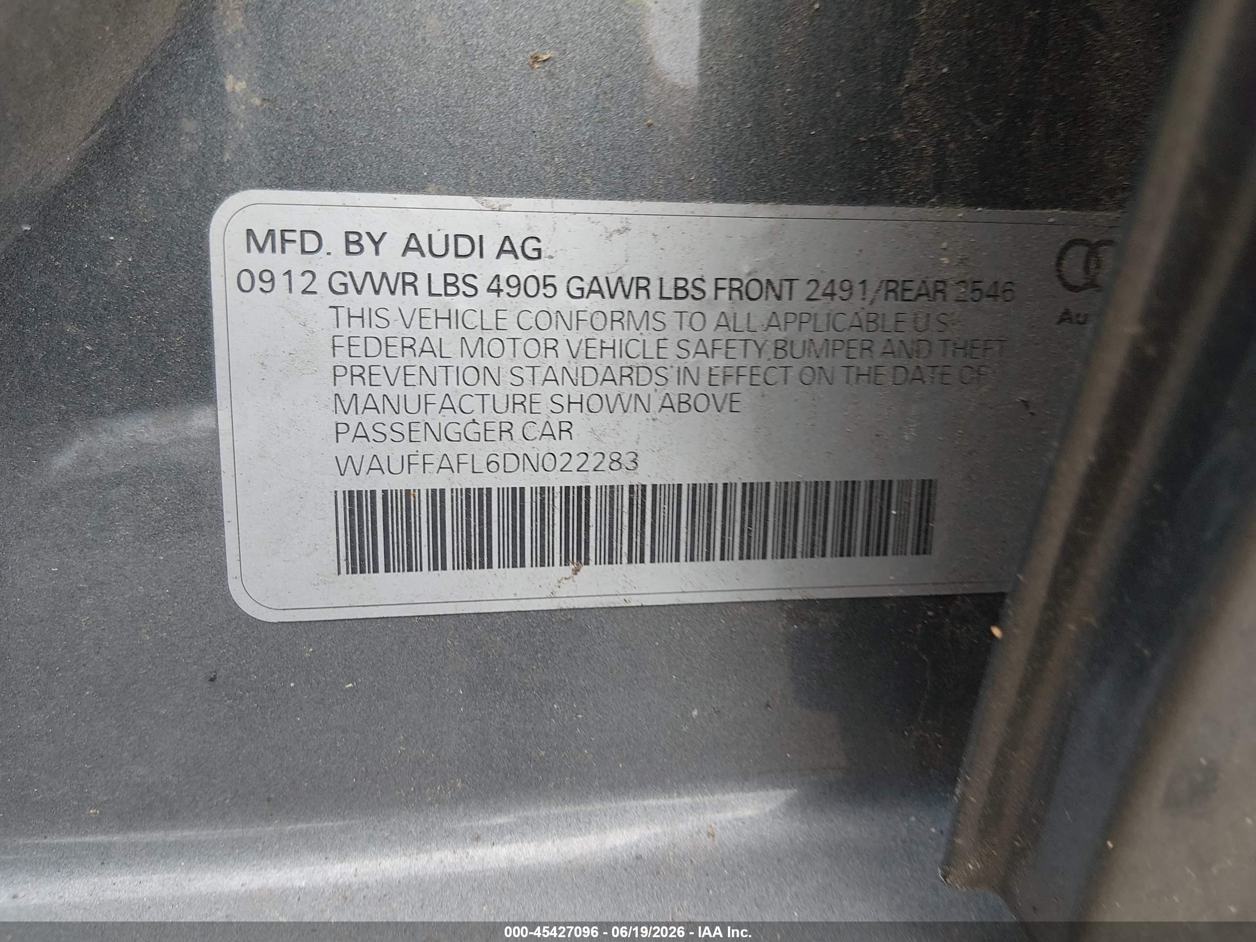 2013 Audi A4 2.0t Premium Blue vin: WAUFFAFL6DN022283
