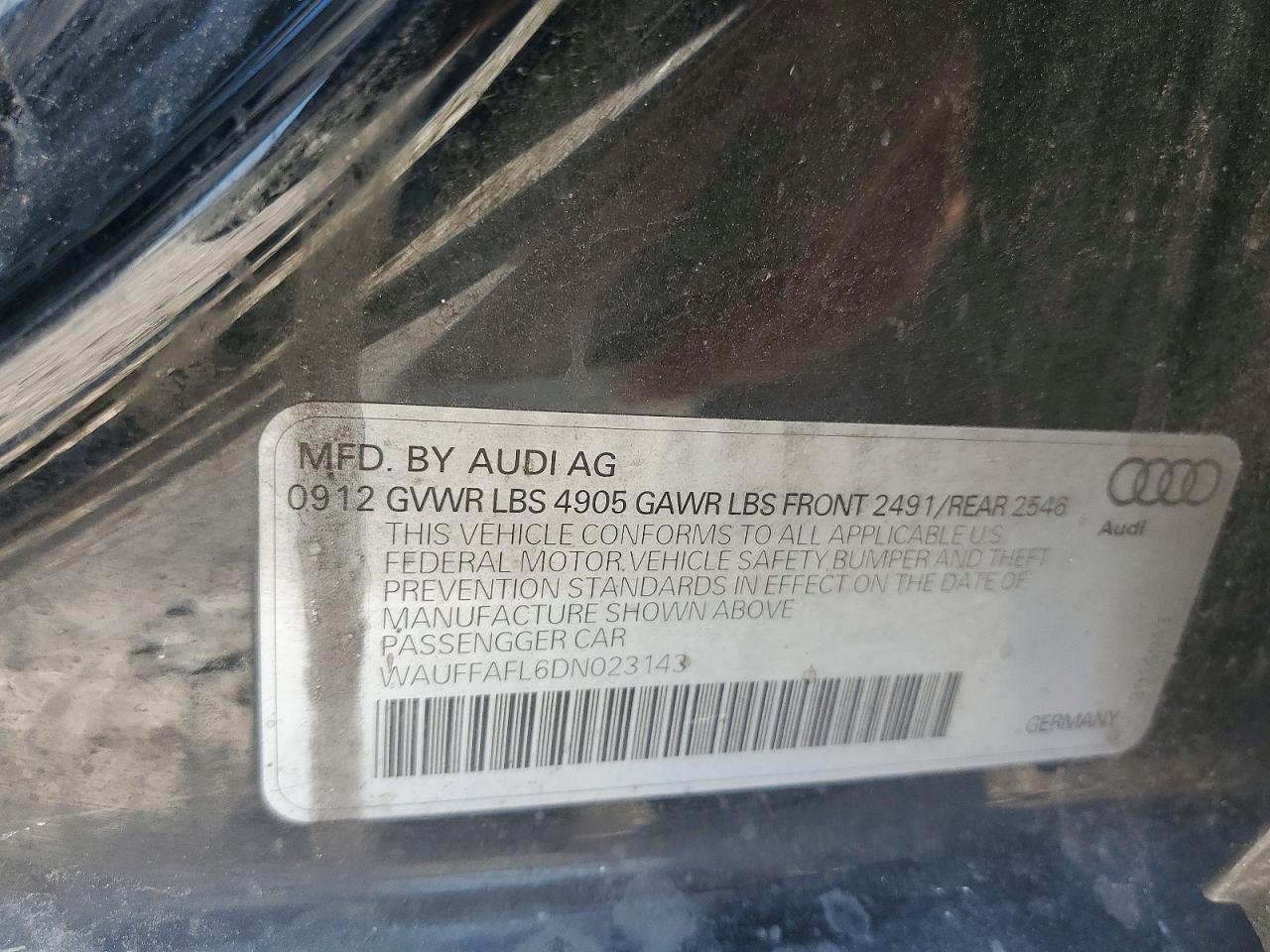 2013 Audi A4 Premium Plus Black vin: WAUFFAFL6DN023143