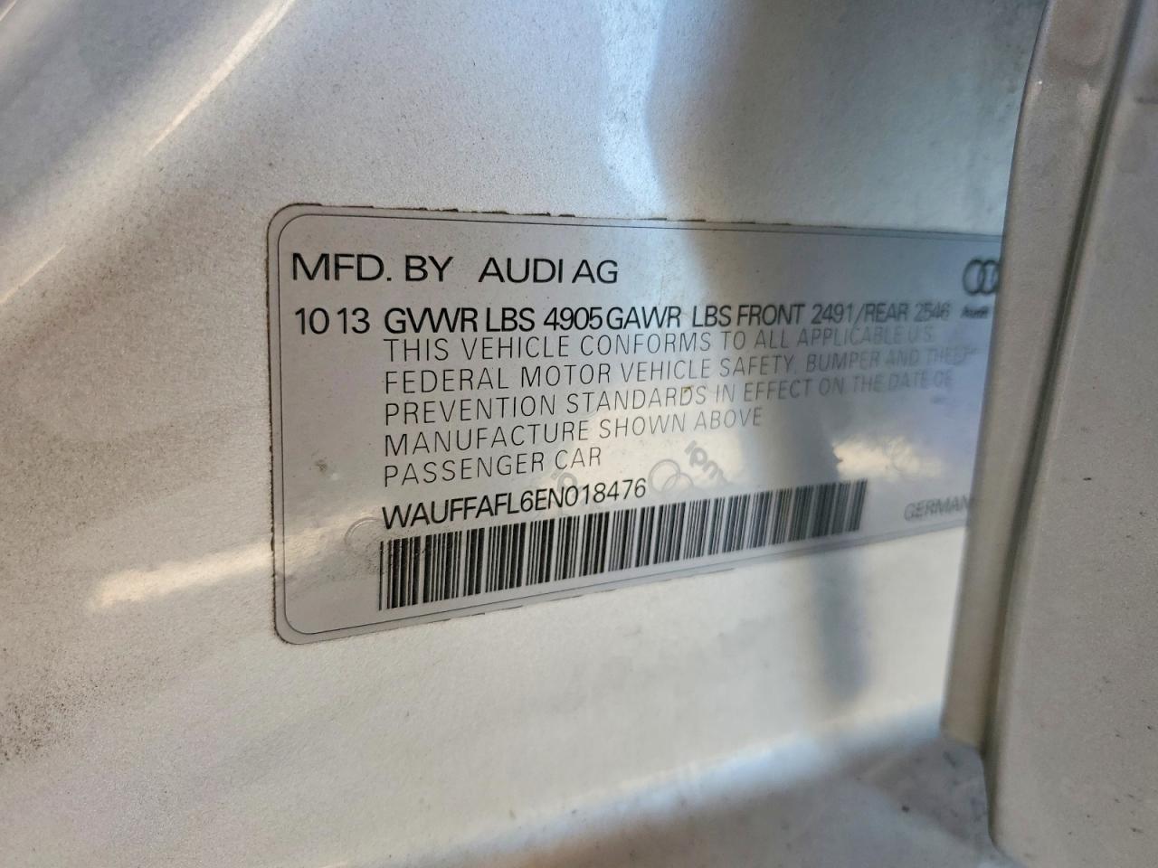 2014 Audi A4 Premium Plus Silver vin: WAUFFAFL6EN018476