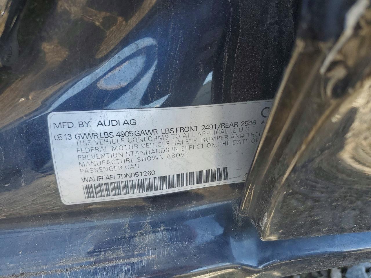 2013 Audi A4 Premium Plus Blue vin: WAUFFAFL7DN051260