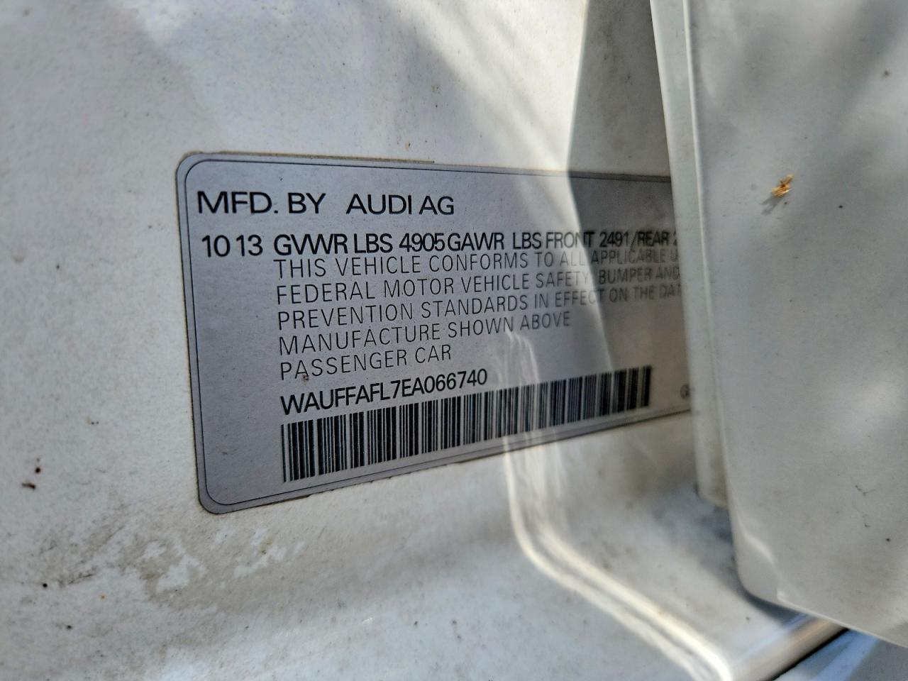 2014 Audi A4 Premium Plus White vin: WAUFFAFL7EA066740
