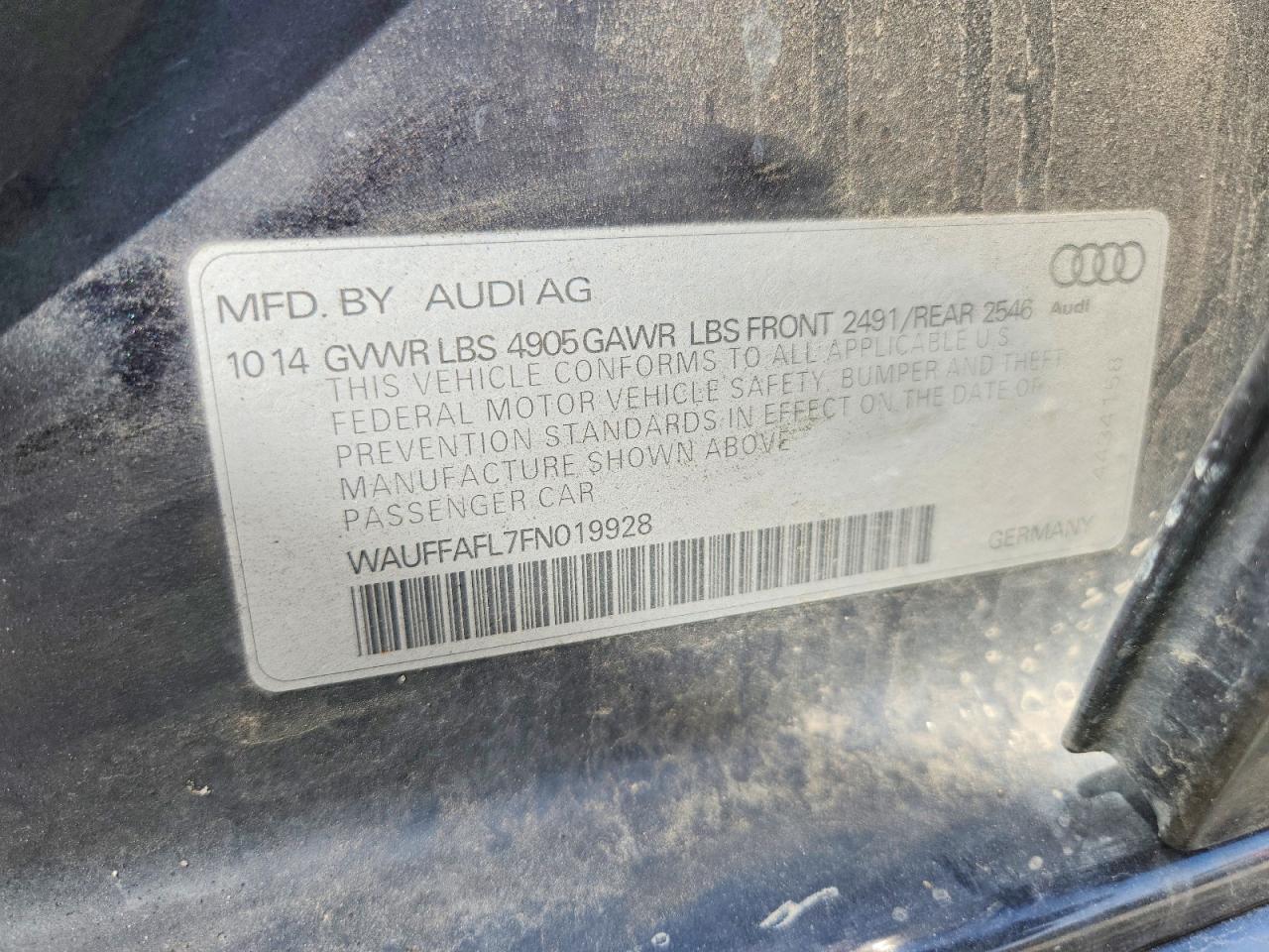 2015 Audi A4 Premium Plus Black vin: WAUFFAFL7FN019928