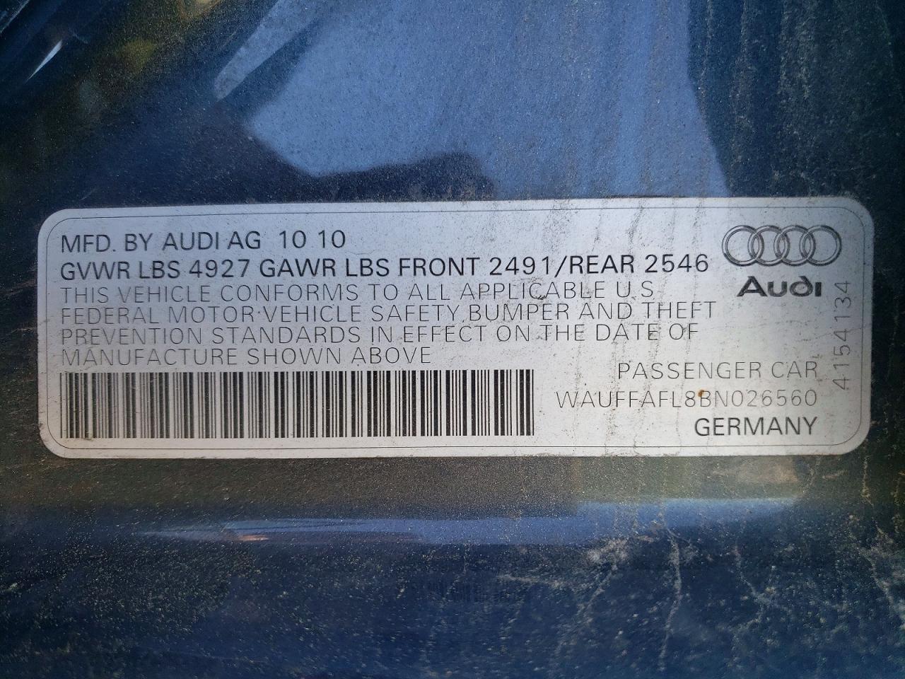 2011 Audi A4 Premium Plus Gray vin: WAUFFAFL8BN026560