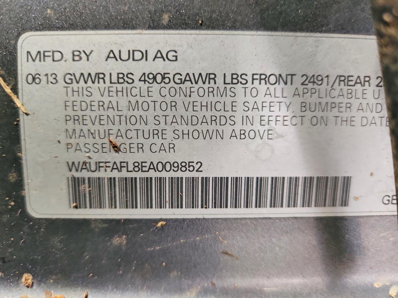 2014 Audi A4 Premium Plus Gray vin: WAUFFAFL8EA009852