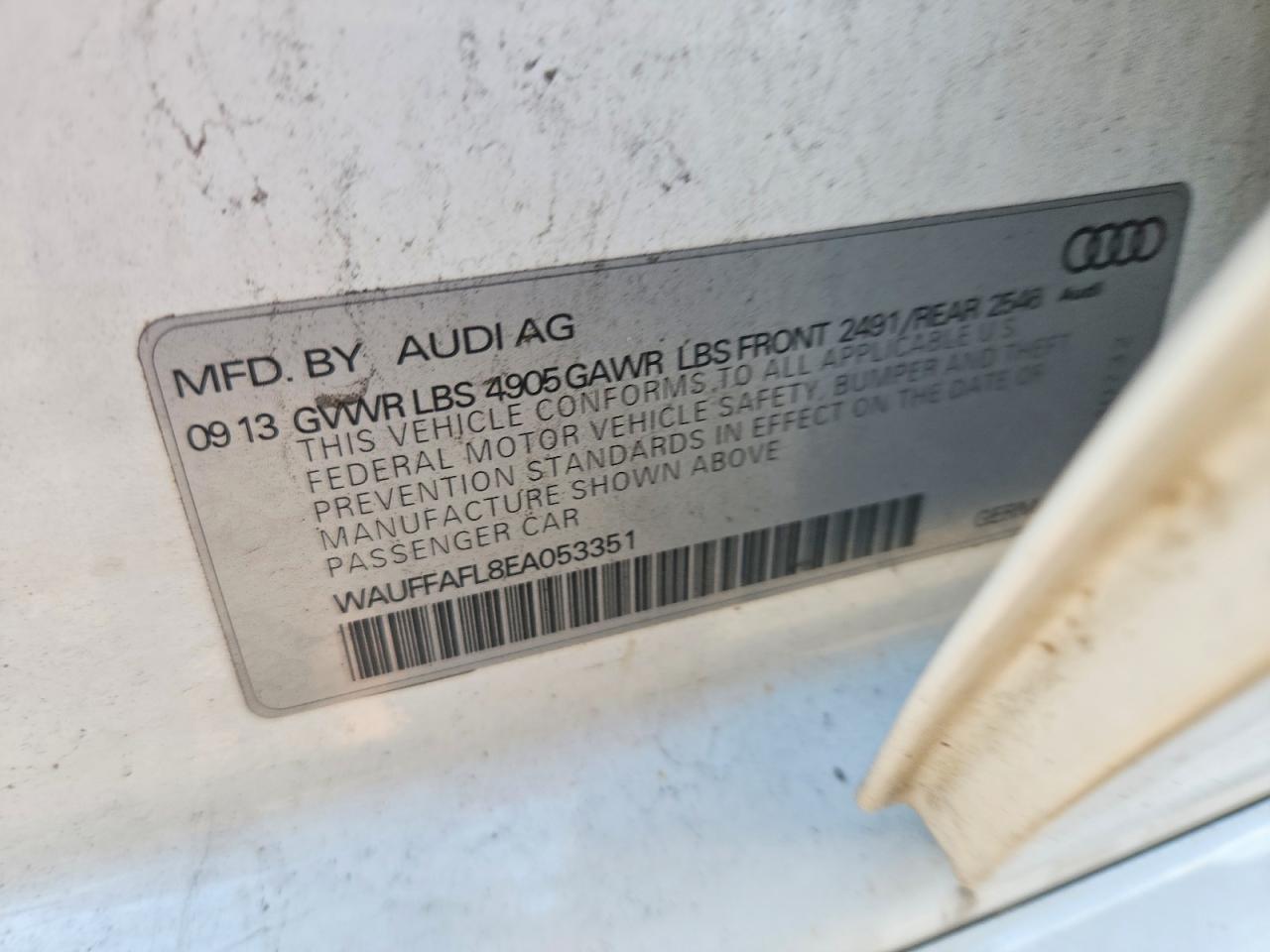 2014 Audi A4 Premium Plus White vin: WAUFFAFL8EA053351