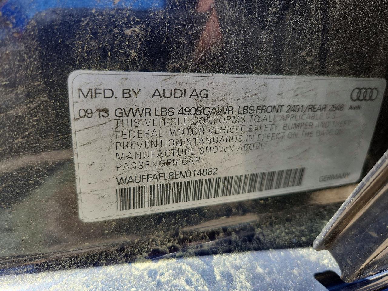 2014 Audi A4 Premium Plus Черный vin: WAUFFAFL8EN014882