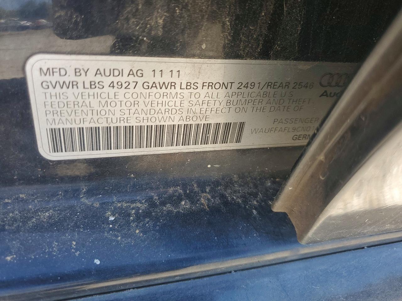 2012 Audi A4 Premium Plus Black vin: WAUFFAFL9CN014113
