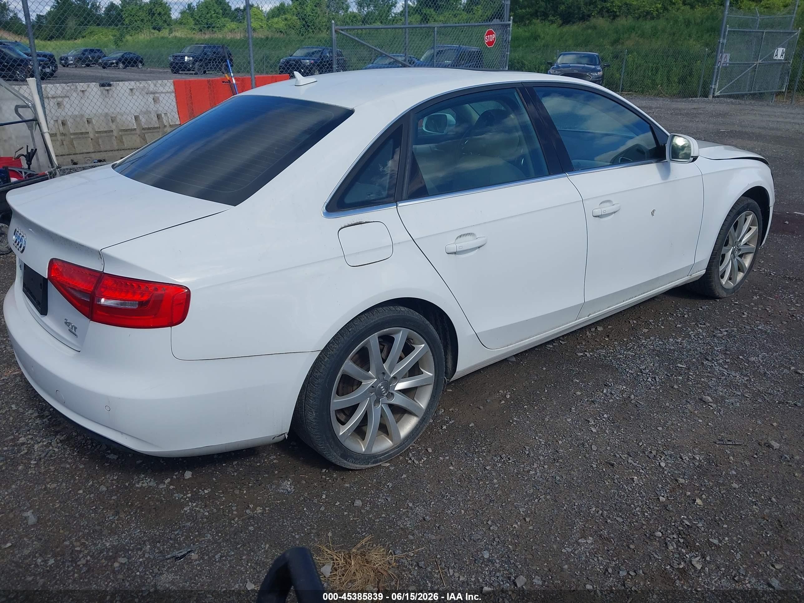 2013 Audi A4 2.0t Premium White vin: WAUFFAFL9DN008376