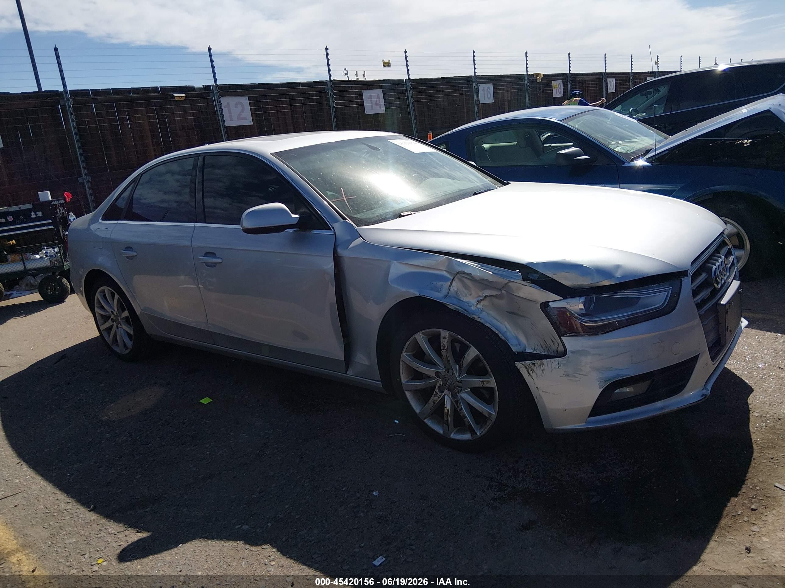 2013 Audi A4 2.0t Premium Silver vin: WAUFFAFL9DN019670