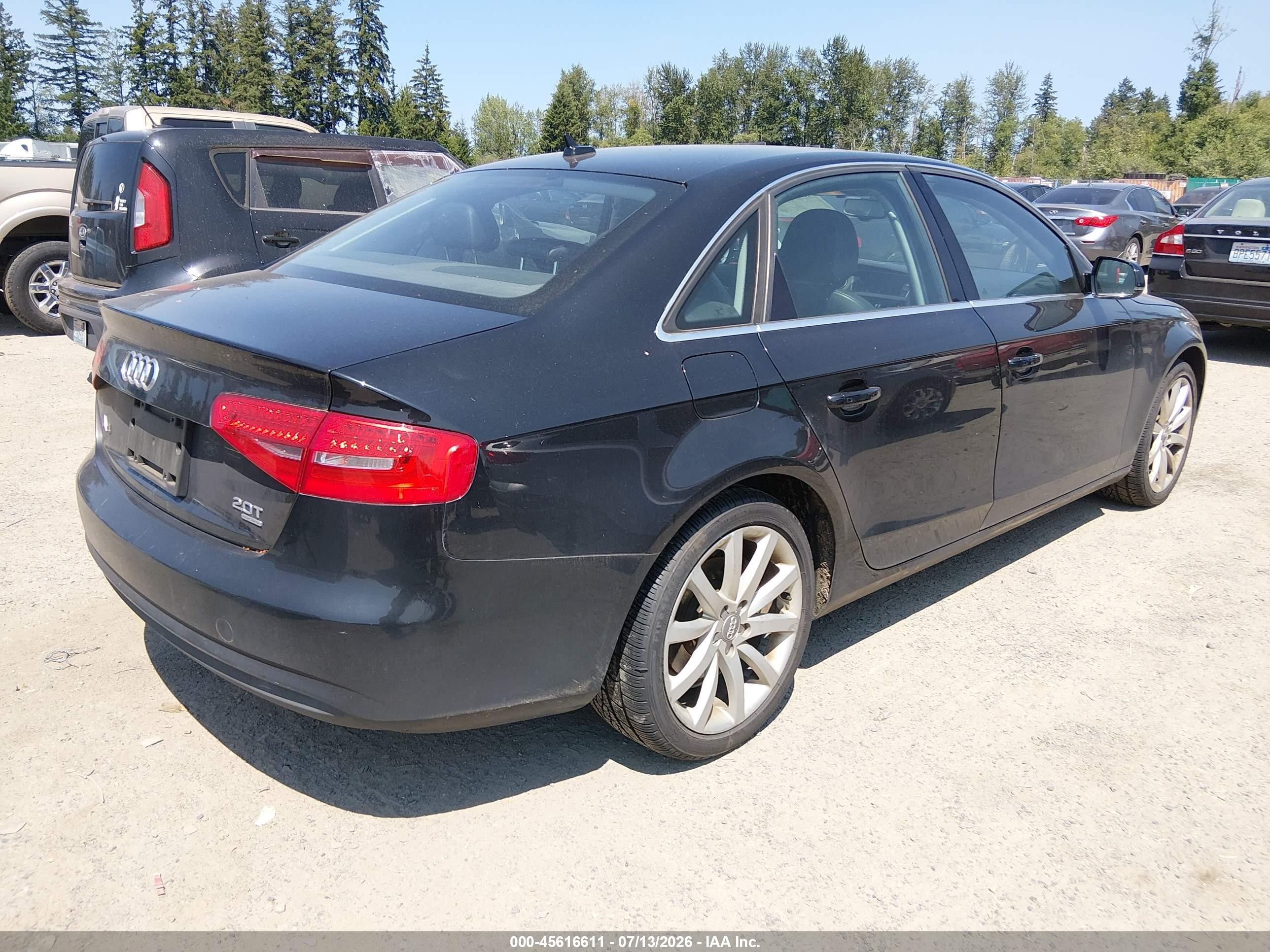 2013 Audi A4 2.0t Premium Black vin: WAUFFAFL9DN039594