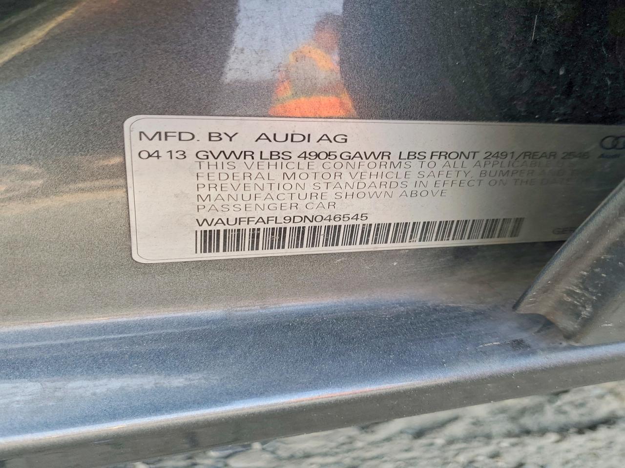 2013 Audi A4 Premium Plus Gray vin: WAUFFAFL9DN046545