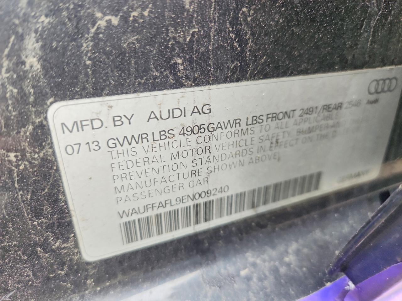 2014 Audi A4 Premium Plus Black vin: WAUFFAFL9EN009240