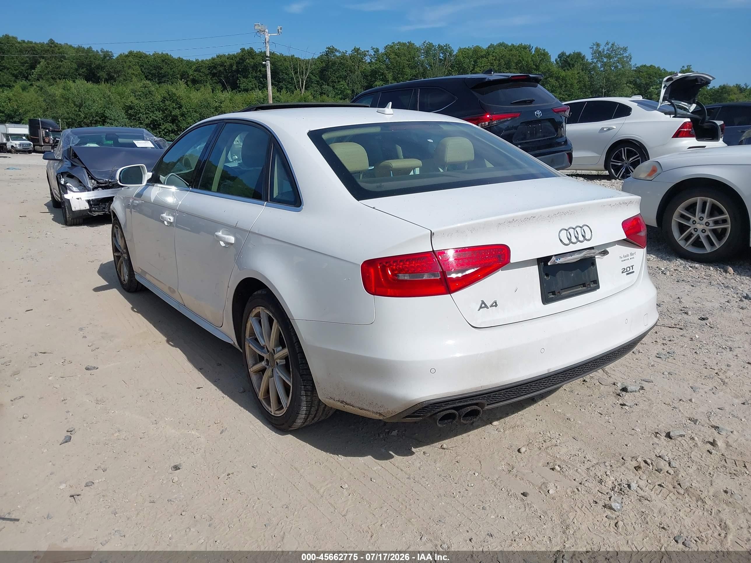 2014 Audi A4 2.0t Premium White vin: WAUFFAFL9EN015488