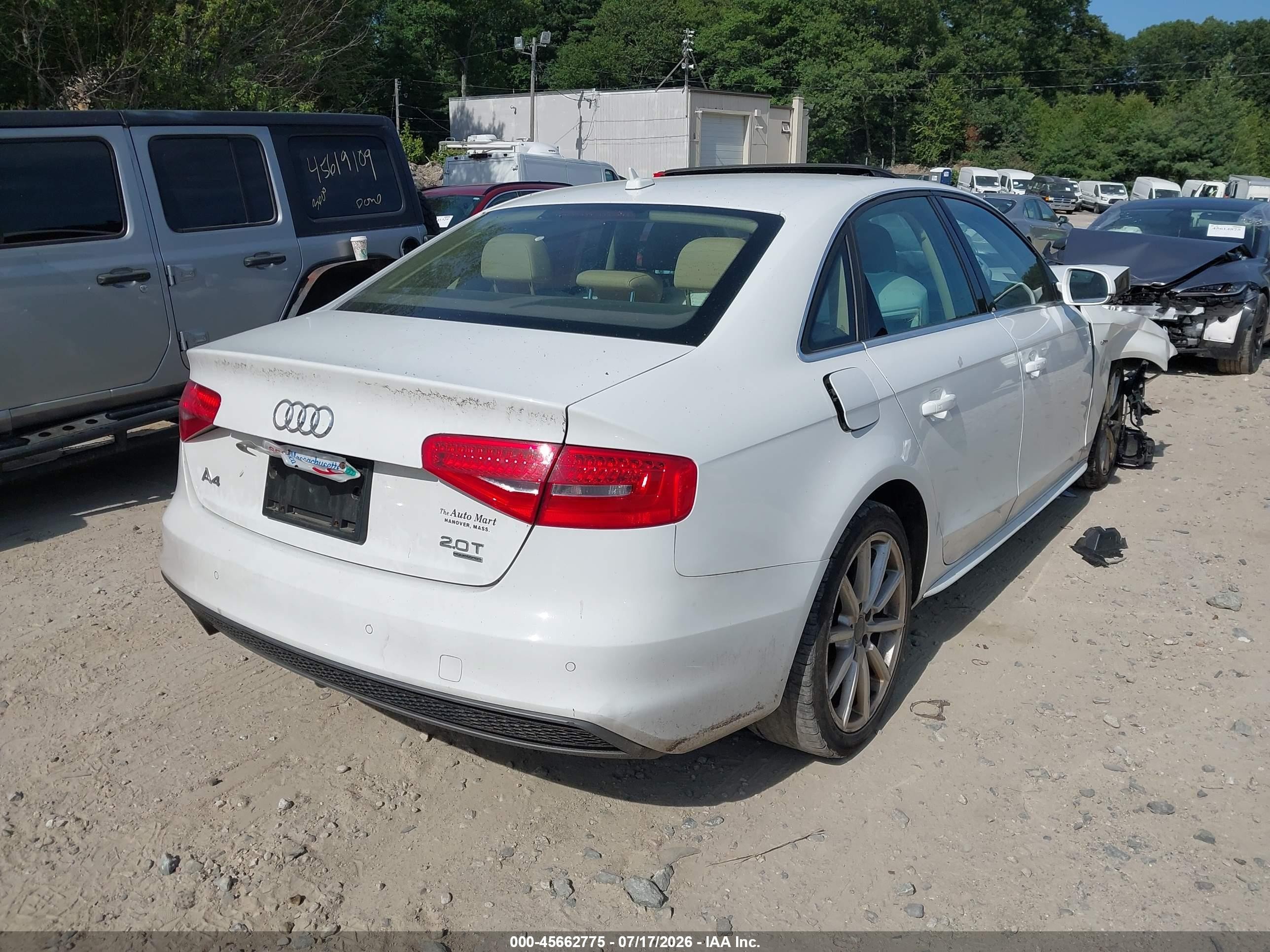 2014 Audi A4 2.0t Premium White vin: WAUFFAFL9EN015488