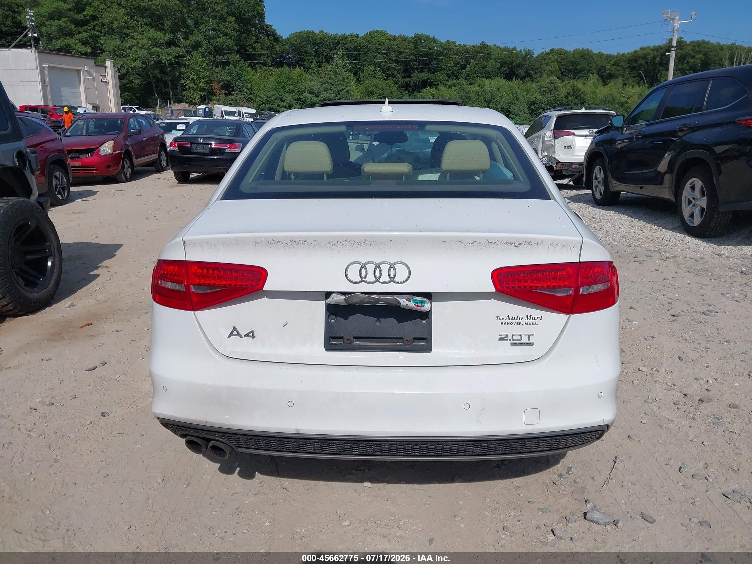 2014 Audi A4 2.0t Premium White vin: WAUFFAFL9EN015488